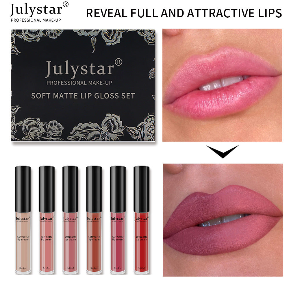 Velvet Matte Lip Glaze Suit Waterproof Non Stick Cup Color Fast Lipstick Lip Color